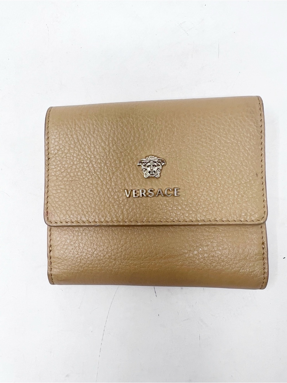 VERSACE TAN LEATHER COIN PURSE BI-FOLD WALLET